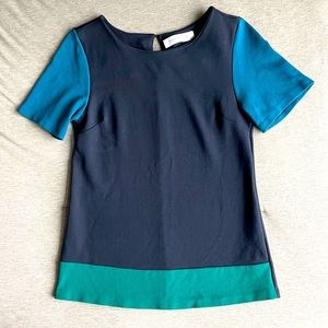 Zara Collection Navy Colorblock Top | Size M